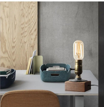 Table Lamp, Wooden Antique Copper Bedside Lamp British Classical Solid Lamp Decoration