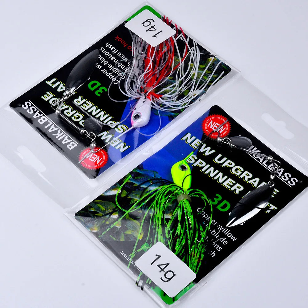 1pcs Bearded Lure Bait 10G 14G Wobblers for Bass Tassel Spinnerbait Metal Sequin Anti Hanging Bottom Biomimetic Fish Bait