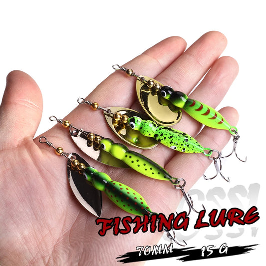 1PCS 15g 7cm Insects Fishing lure Spoon Bass Artificial Spinner BaitMetal Pike Fishing Hooks Sinking lures