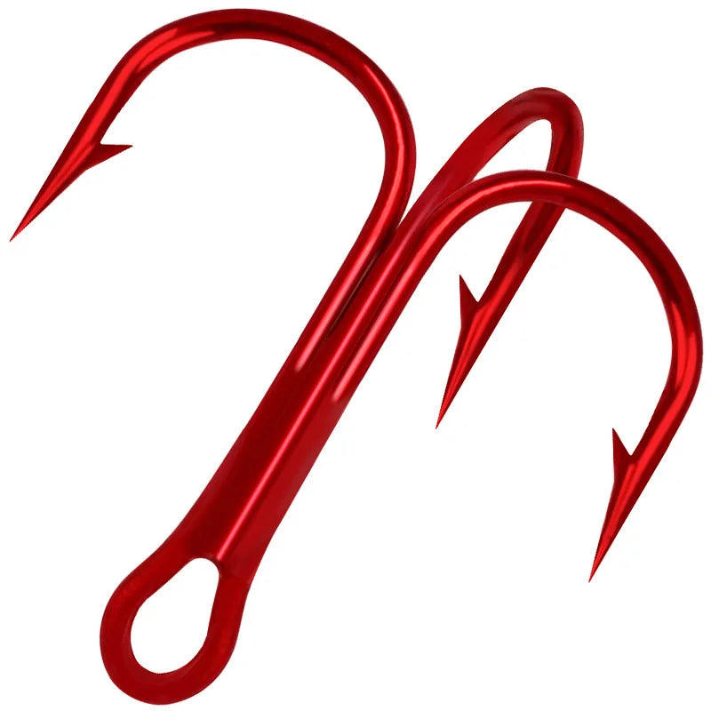 50Pcs Fishing Treble Hooks Kit High Carbon Steel Hooks Strong Sharp Round Bend for Lures Baits Saltwater Freshwater Fishing