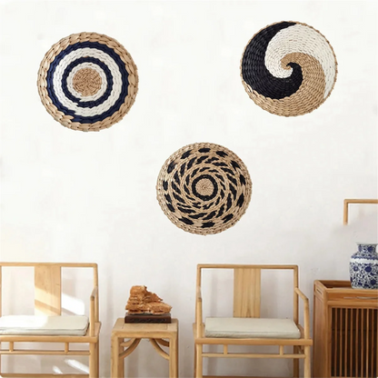 Wall Hanging Decor Wall Basket Home Decoration Handmade Natural Wall Art for Kitchen Bedroom Living Room Ornament B8