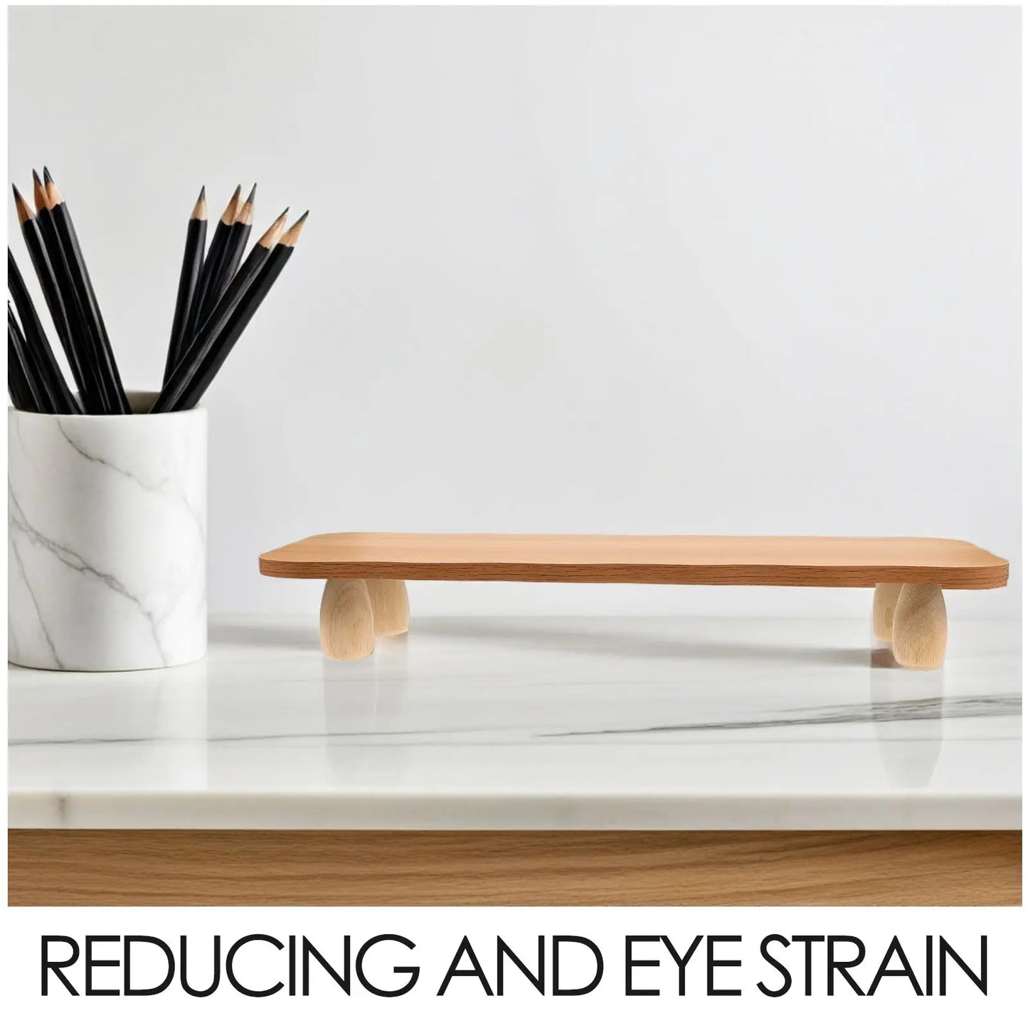 Wooden Computer Stand Riser Desktop Organizer Shelves Bamboo Shelf Gaming Monitor Desk Risers Sturdy Ergonomic Design Modern