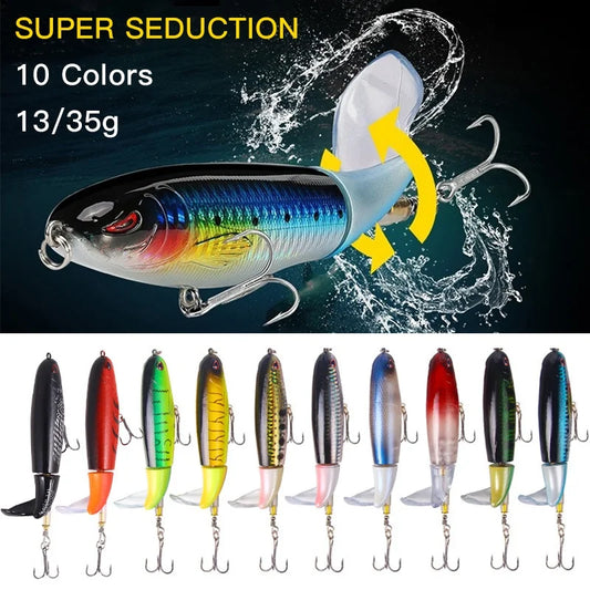 1PCS Popper Fishing Lure 13g/15g/35g Crankbaits Lures Artificial Bait for Fishing Rotating Tail Topwater Wobblers for Pike