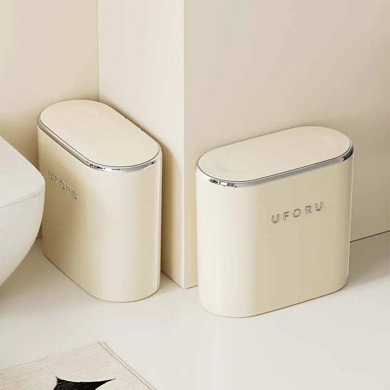 UFORU Garbage can household advanced sense sealed with lid large oval pressing pop lid toilet sewn garbage can