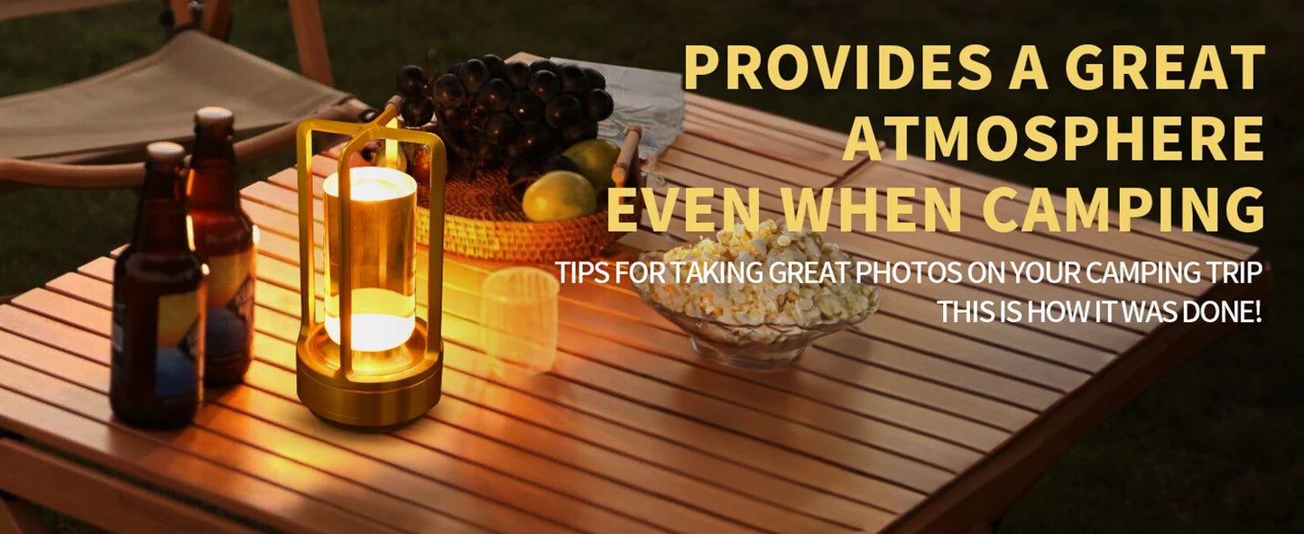 LED Cordless Table Lamp Retro Bar Metal Desk Lamps Rechargeable Touch Dimming Night Light Restaurant Bedroom Home Outdoor Decor