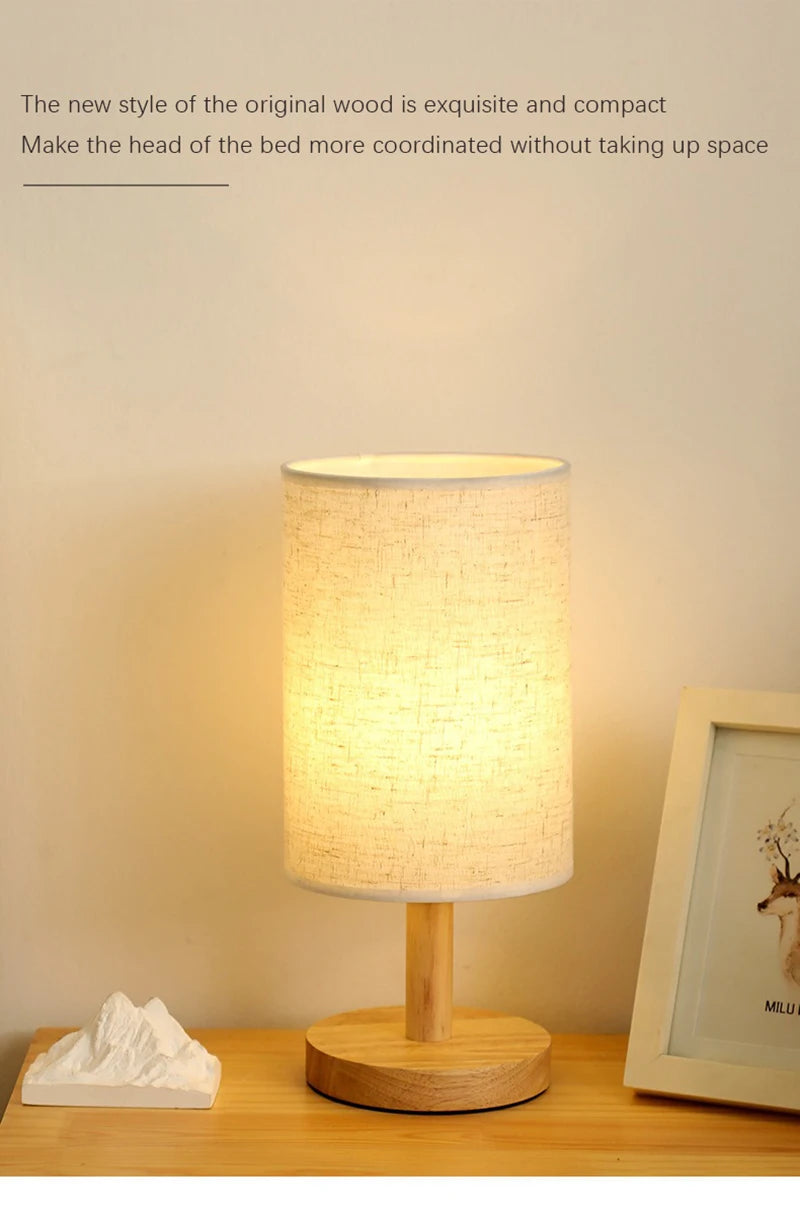 LED Table Lamps Simple Chinese Style Decoration Lamp Dimmable USB Plug Night Light Fabric Lampshade Bedroom Bedside Lighting