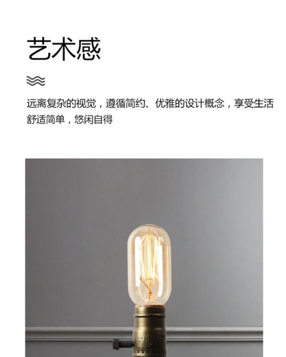 Table Lamp, Wooden Antique Copper Bedside Lamp British Classical Solid Lamp Decoration