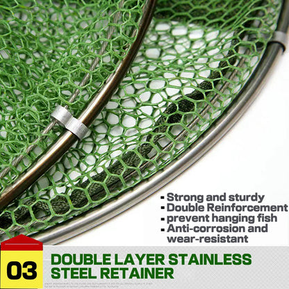 50kg Load Fishing Care Net Stainless Steel Collapsible Fish Basket Dip Nets To Keep Fish Alive in Water Large Storage Fyke Nets