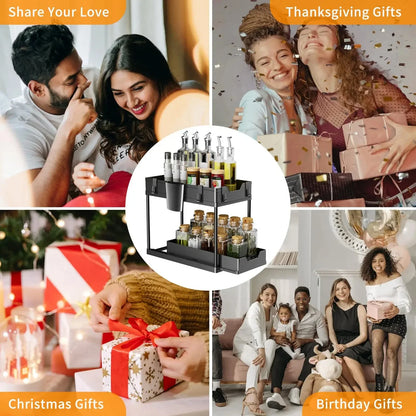 Kitchen under Sink Organizer And Storage Rack with Double Sliding Cabinet Drawers Multi-Purpose Storage Shelf Holder for Home