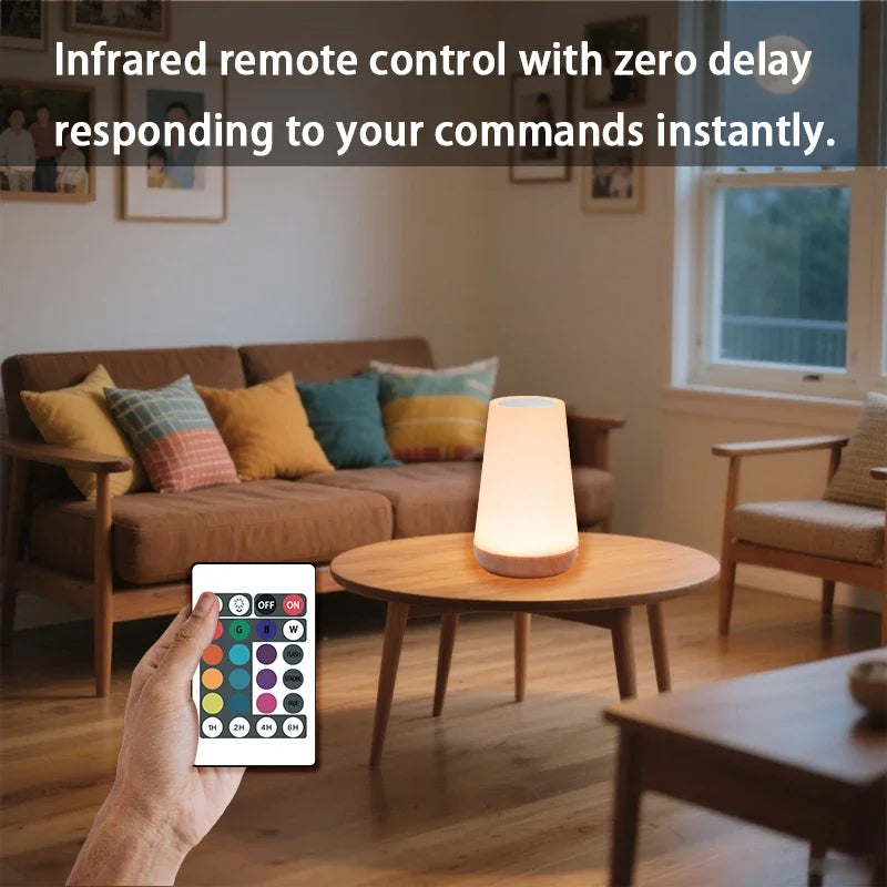 Table Lamp Bedside Light For Bedroom  Color Modes Remote Control Touch Dimmable USB Rechargeable Portable Night Lamp
