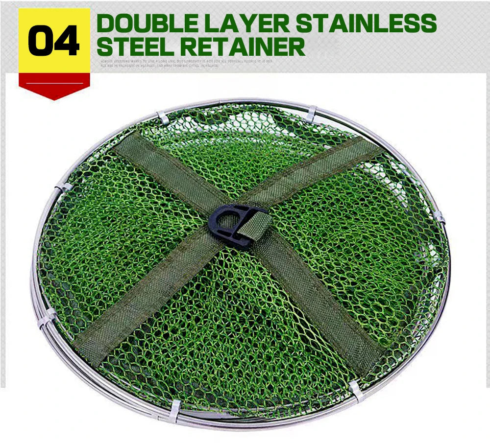 50kg Load Fishing Care Net Stainless Steel Collapsible Fish Basket Dip Nets To Keep Fish Alive in Water Large Storage Fyke Nets