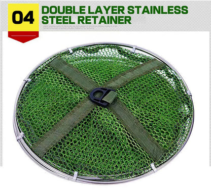 50kg Load Fishing Care Net Stainless Steel Collapsible Fish Basket Dip Nets To Keep Fish Alive in Water Large Storage Fyke Nets