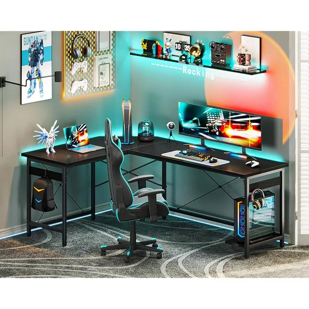 66"" L Shaped Gaming Desk, Corner Computer Desk, Sturdy Home Office Computer Table, Writing Desk, Larger Gaming Desk