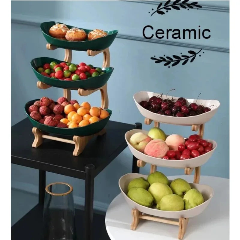 Kitchen Living Room Home Three-Layer Fruit Plate Candy Dish Creative Modern Dried   Basket Snack  Dessert Plate