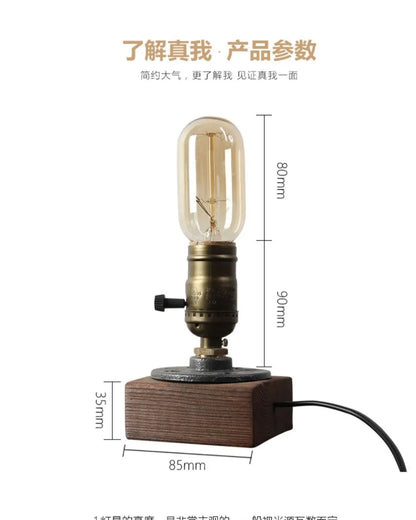 Table Lamp, Wooden Antique Copper Bedside Lamp British Classical Solid Lamp Decoration