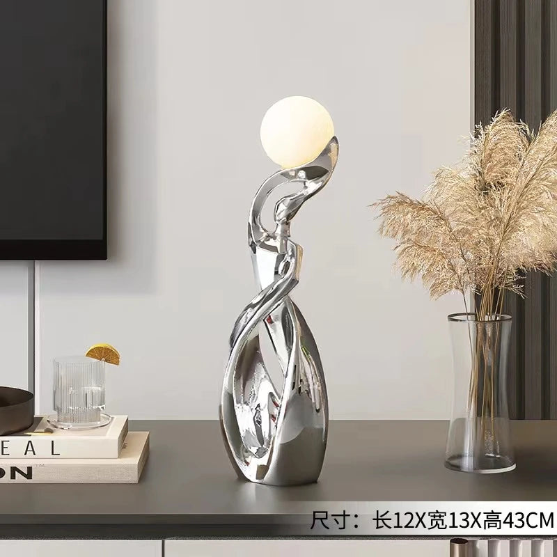 Home Decor Statue Abstract Art Ornaments Nordic Living Room Large Floor Luminous Sculpture Housewarming Gift Interior Figurines