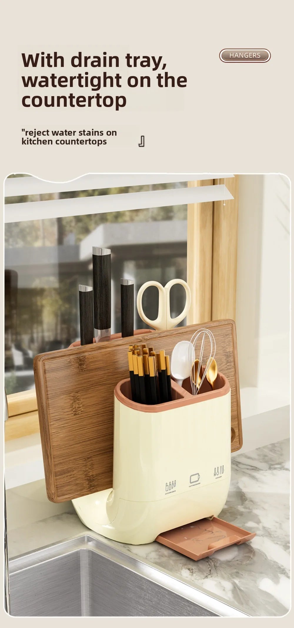 Kitchen storage rack, household vegetable board storage rack, drain chopstick holder, cutting board, integrated knife holder