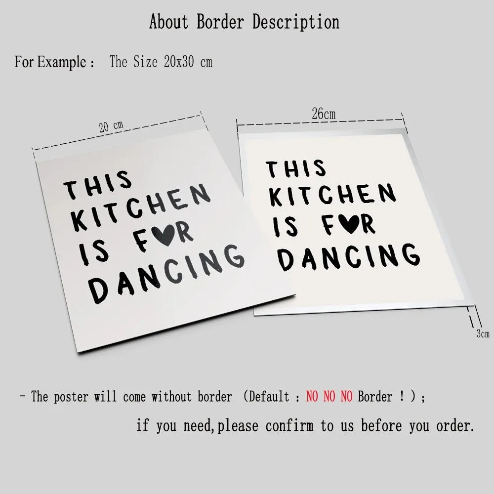 Kitchen Quote Wall Decor Black Beige This Kitchen Is for Dancing Wall Art Posters Shop Cafe Room Decor Canvas Painting Prints