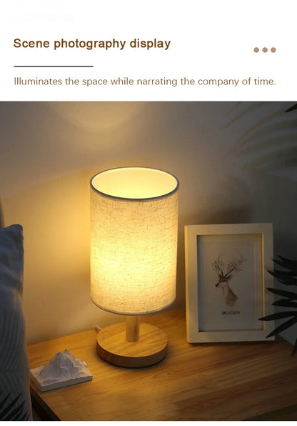 LED Table Lamps Simple Chinese Style Decoration Lamp Dimmable USB Plug Night Light Fabric Lampshade Bedroom Bedside Lighting