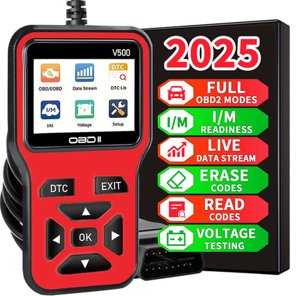 Car OBD2 Scanner Diagnostic Tool Code Reader, Car Voltage Tester Engine Fault Code Scanner, Charging Tester Diagnostic Tool V500
