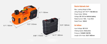 SucceBuy 5T Electric Car Jack Hydraulic Car Jack with Built-in Inflatable Pump LED Light Car Jack for SUV MPV Truck Change Tire