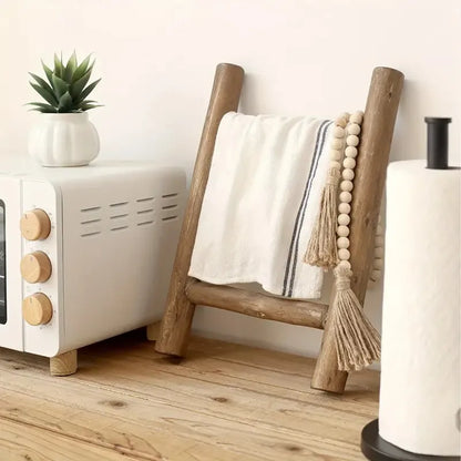 Wooden Towel Racks, Wooden Ladder Home Decoration- Wooden Decorative Staircase for Kitchen and Bathroom Decor