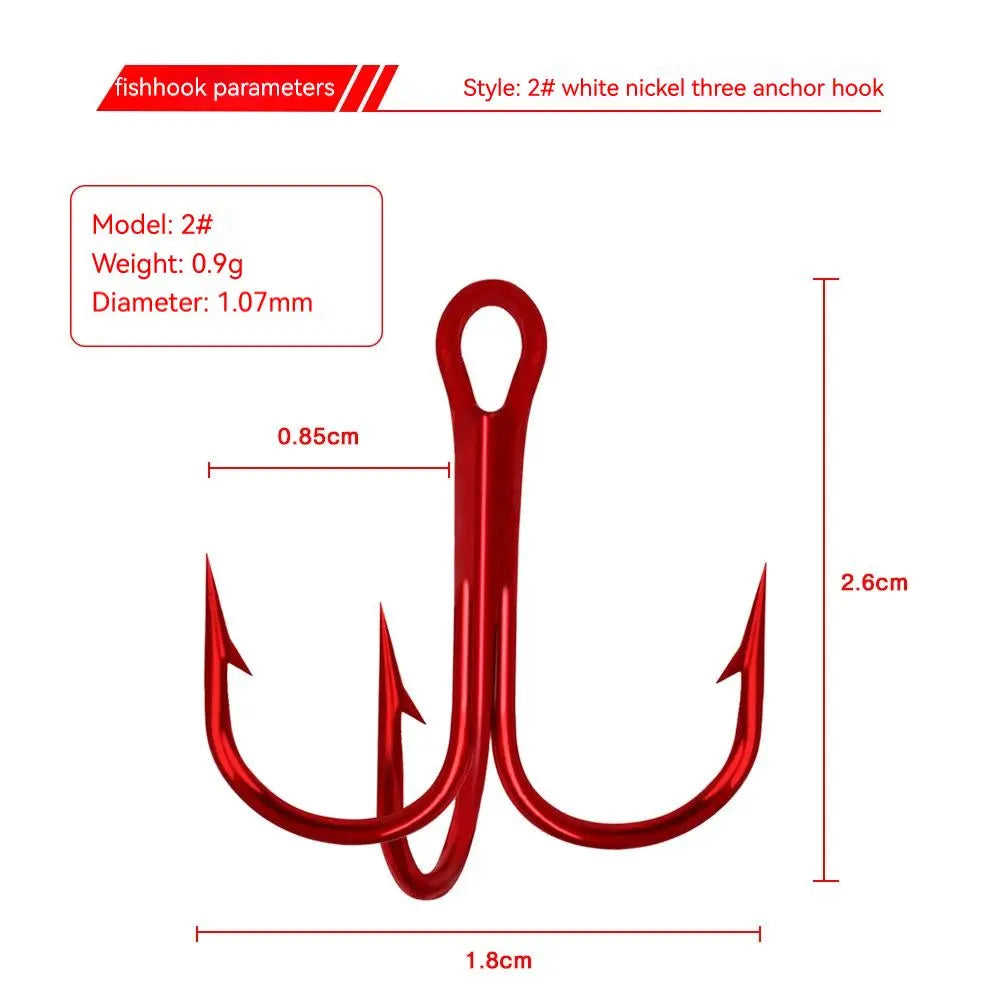 50Pcs Fishing Treble Hooks Kit High Carbon Steel Hooks Strong Sharp Round Bend for Lures Baits Saltwater Freshwater Fishing