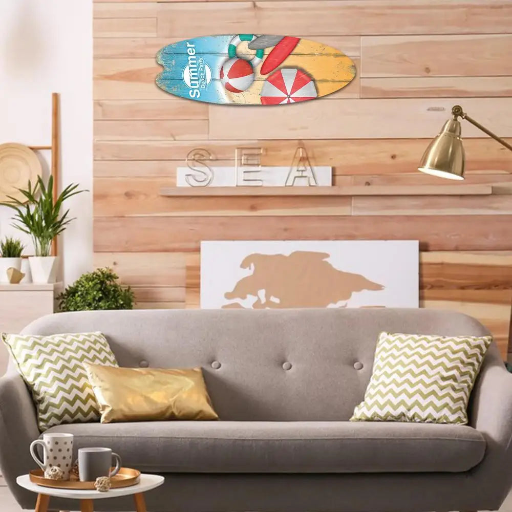 Wooden Surfboard Decor Home Wooden Surfboard Wall Sign Exquisite Appearance Wall Decoration For Home Decors Party Props And
