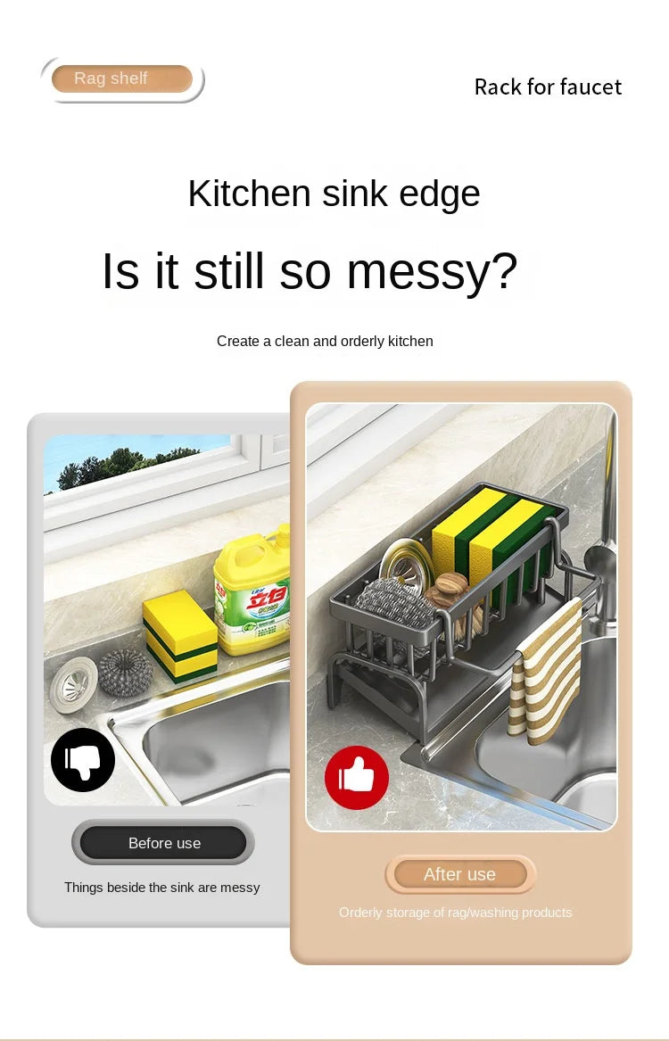 Kitchen Shelf Cleaning Cloth Storage Draining Rack Household Detergent Sponge Rack Water Sink Water Sink Water Sink Artifact