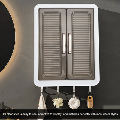 Bathroom Cabinet Wall Mounted Multifunctional Makeup Perfume Cosmetic Organizer Display Cabinet Skincare Storage Rack with Hooks