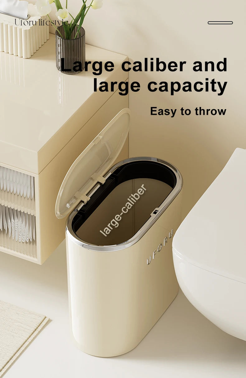 UFORU Garbage can household advanced sense sealed with lid large oval pressing pop lid toilet sewn garbage can
