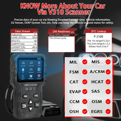 Car Voltage Tester Engine Fault Code Reader Car Obd2 V310 Scanner Diagnostic Tool Can Charging Tester Diagnostic Tool Suitable