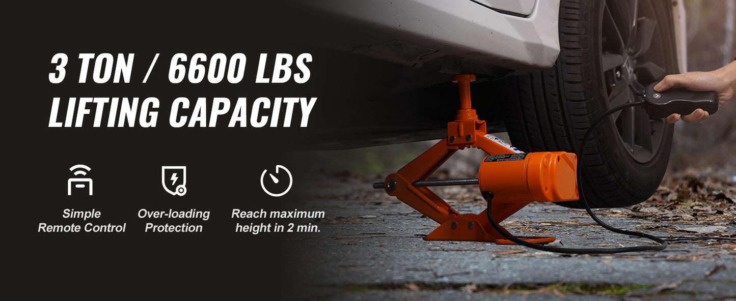 SucceBuy Electric Car Jack 3T Scissor Jack with Electric Impact Wrench 12V Portable Car Jack Lifting for SUV Truck Tire Change