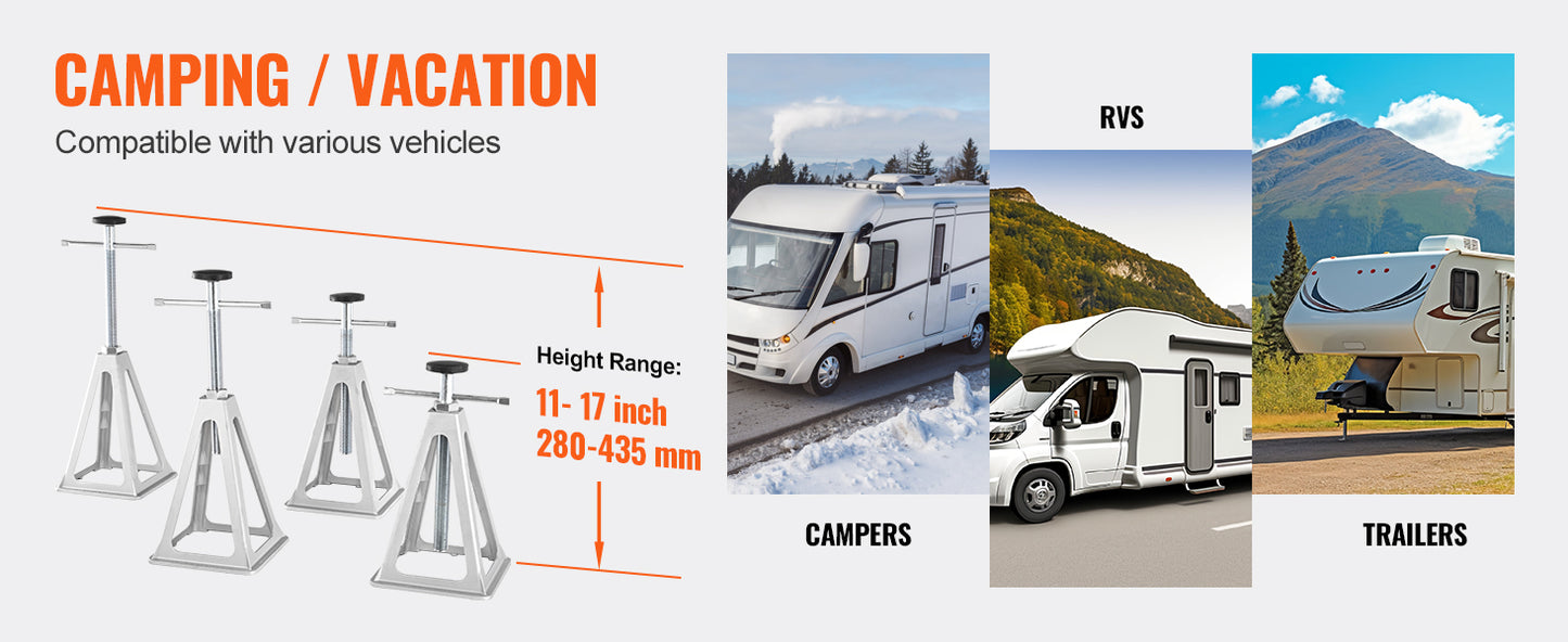 SucceBuy 4 Pack RV Stabilizer Jack 6000 Lbs Aluminum RV Leveling Jack Stack Jacks for RV Travel Trailer Camper Single Screw Jack